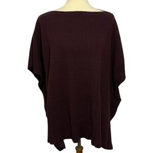 New York & Company Deep Burgundy Boatneck Poncho Sweater